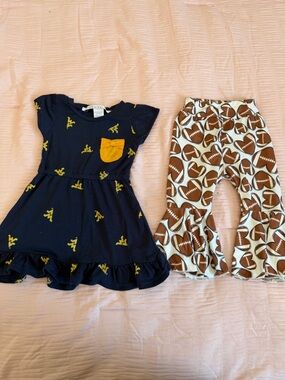 Set of 2!!! Baby Football Pants and Toddler WVU Dress